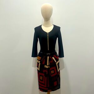 VENUS MIDI DRESS 3/4 LENGTH SLEEVE SIZE 4,BELTED WAIST